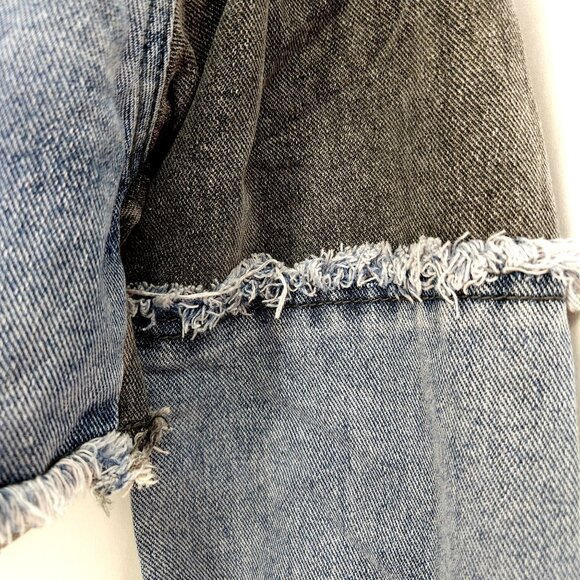 Womens Pretty Little Thing Cropped Denim Jacket Black & Blue Frayed Hem Size 6 - Picture 13 of 16